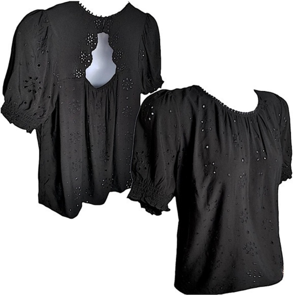 TORRID Deep Black Abbey Challis Eyelet Back Cutout Top NWT‎
